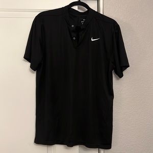 Black Nike Dri Fit Standard Fit Polo with no collar